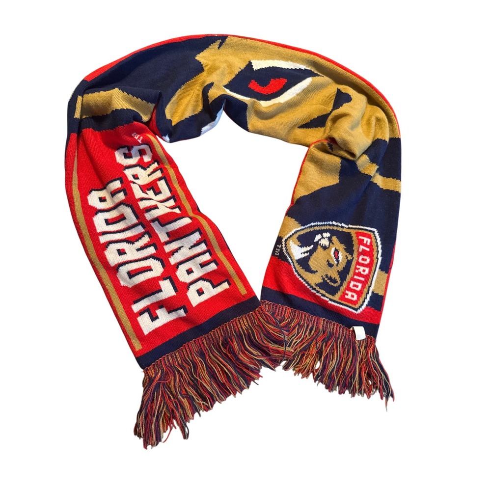 Florida Panthers NHL Hockey Scarf Red Blue Gold White Promo Ford